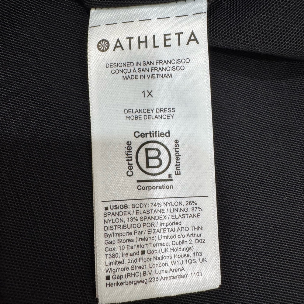Athleta Delancey Dress Black Long Sleeve Fitted Women's 1X Athleisure Travel - Picture 15 of 16